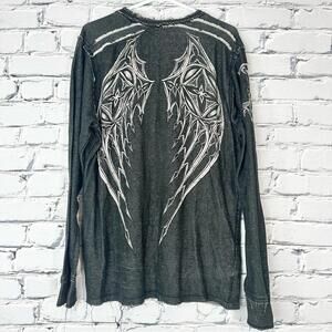 Affliction Y2K Winged Cross Long Sleeve Reversible Sweatshirt Grunge Men’s XXL
